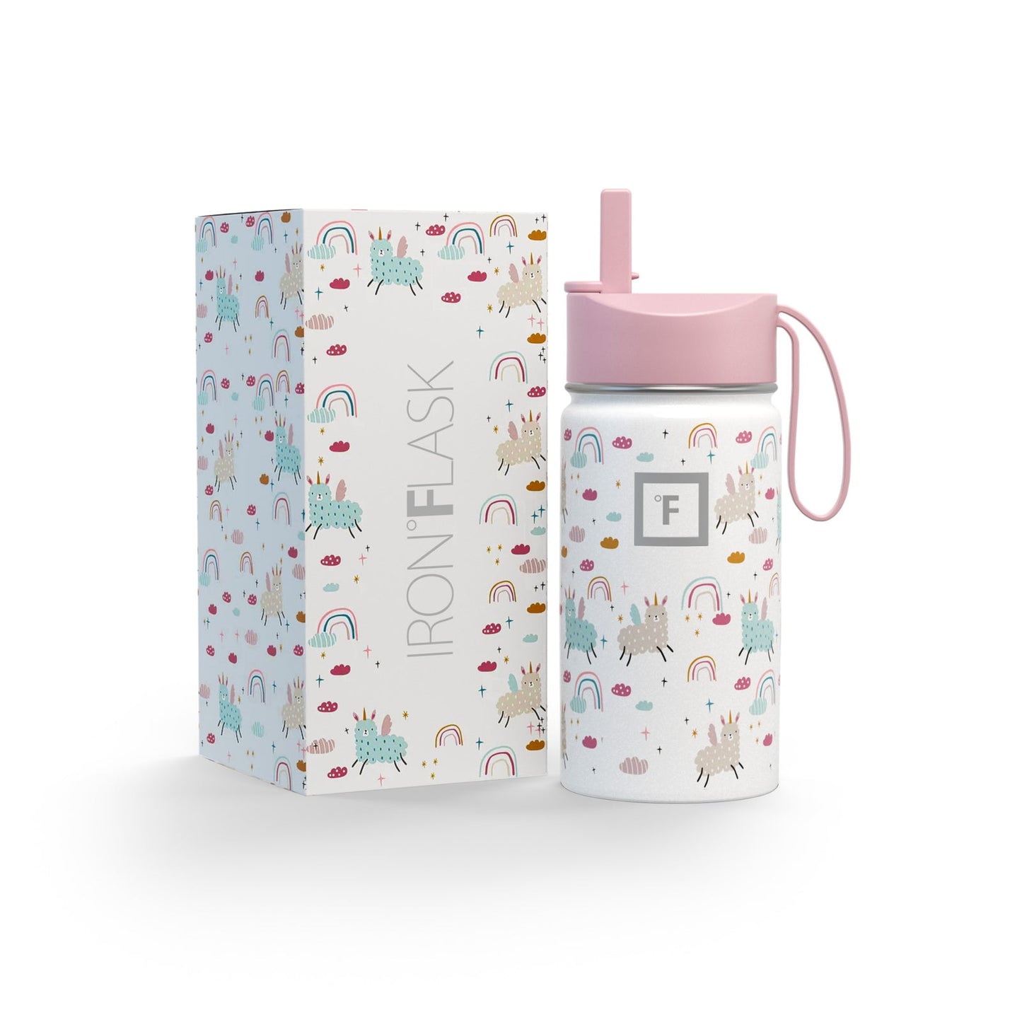 kids-water-bottle-c9 KC14ozBOXLOOK_LlamaRainbows.jpg
